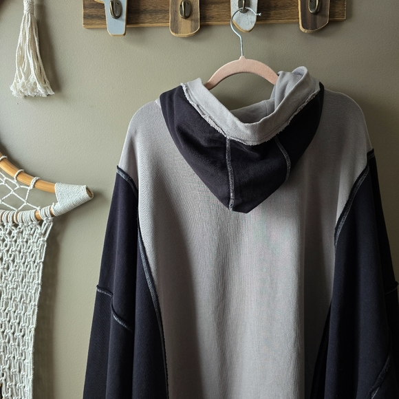 We The Free Free People Retro Remade Hoodie Washed Black Nwt - Picture 9 of 10